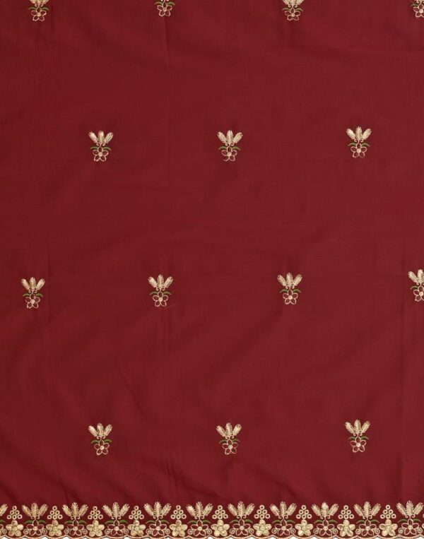 Enticing Maroon Georgette Embroidered Unstitched Salwar Suit - Image 5