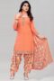 Divine Peach Printed Unstitched Salwar Suit