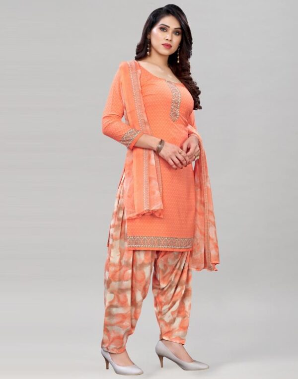 Divine Peach Printed Unstitched Salwar Suit - Image 2