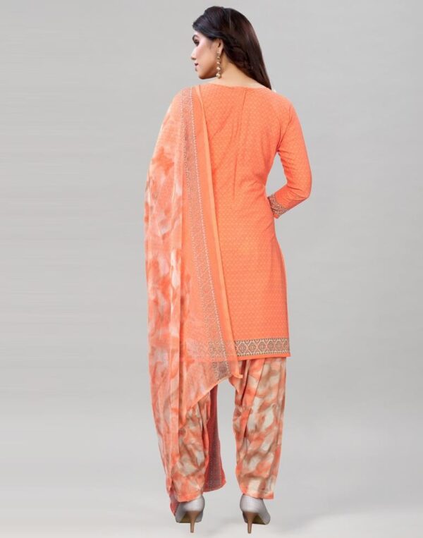 Divine Peach Printed Unstitched Salwar Suit - Image 3