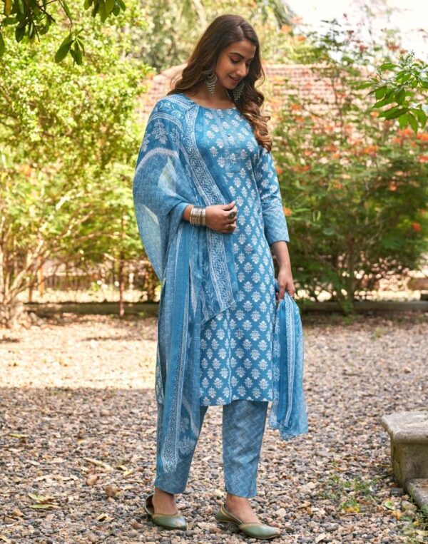 Printed Cotton Unstitched Salwar Suit Material - Image 3