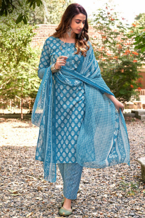 Printed Cotton Unstitched Salwar Suit Material