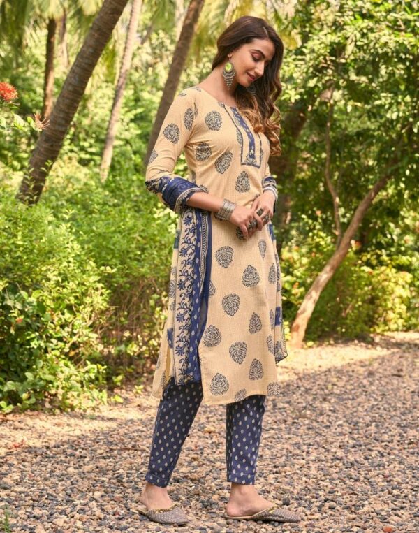 Printed Cotton Unstitched Salwar Suit Material - 1092D12011 - Image 2