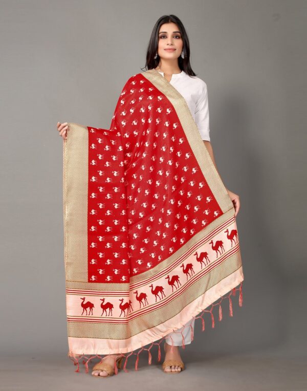 Red Animal Printed Dupatta