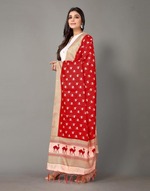 Red Animal Printed Dupatta - Image 5