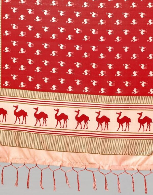 Red Animal Printed Dupatta - Image 2