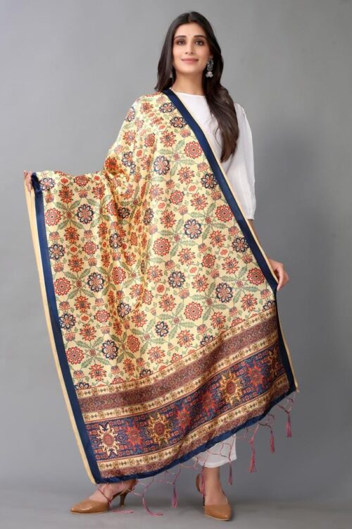 Yellow And Multicolour Printed Dupatta