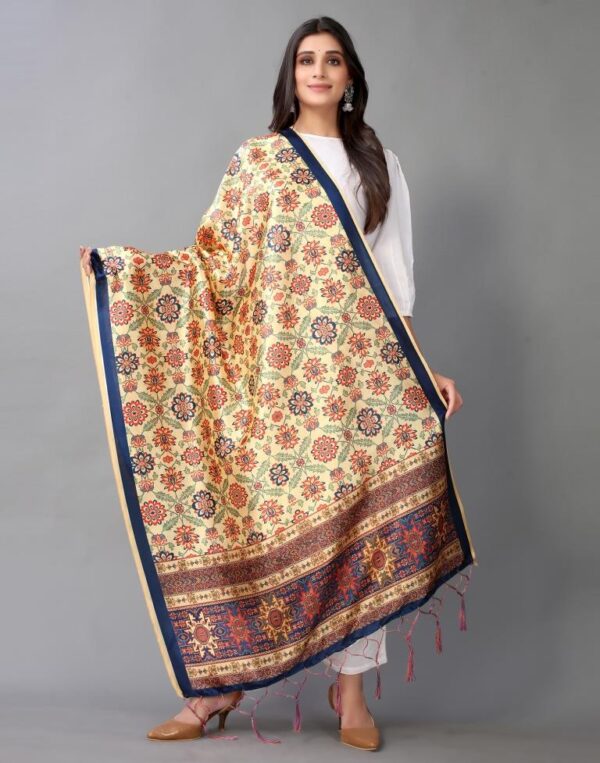 Yellow And Multicolour Printed Dupatta