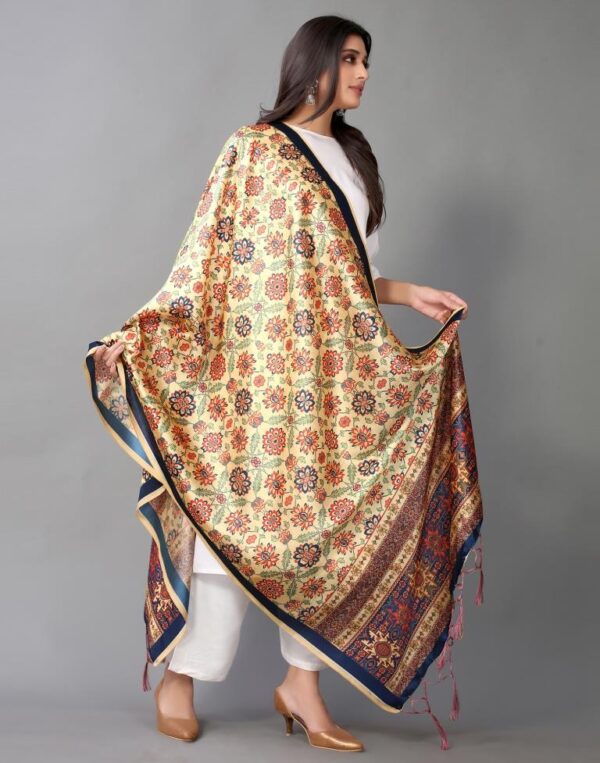 Yellow And Multicolour Printed Dupatta - Image 5