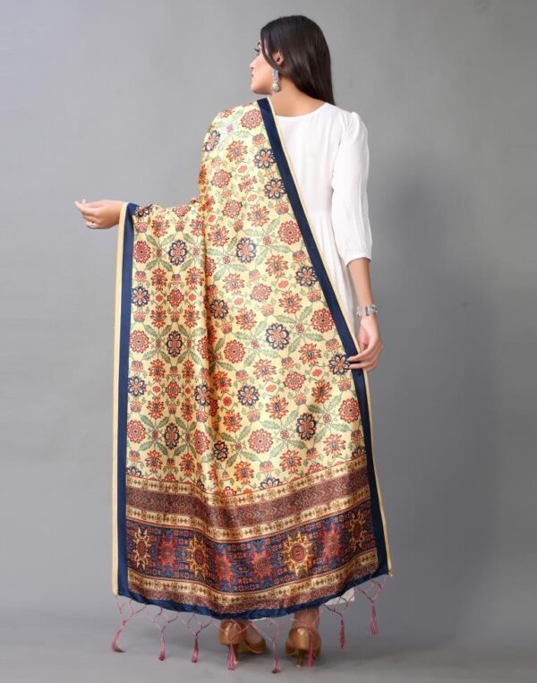 Yellow And Multicolour Printed Dupatta - Image 4