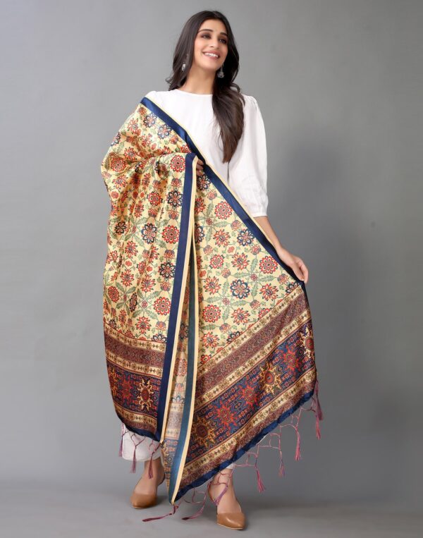 Yellow And Multicolour Printed Dupatta - Image 2