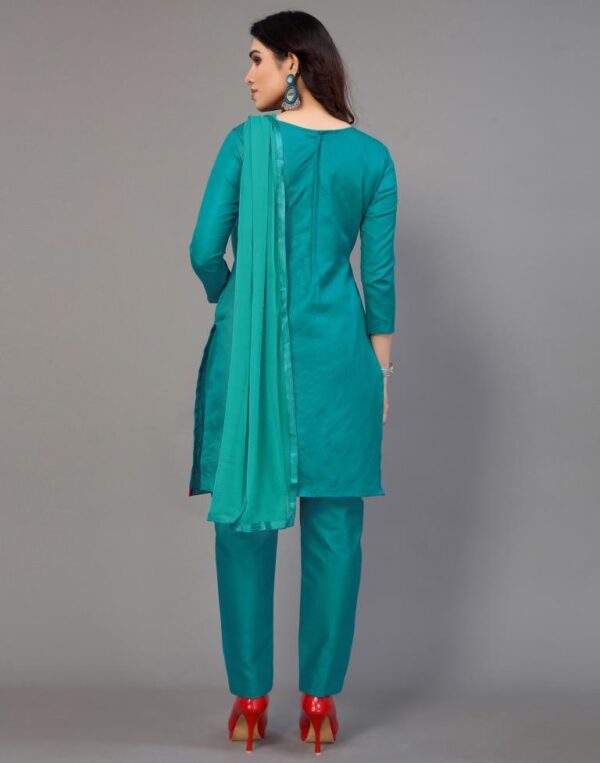 Embroidery Cotton Blend Unstitched Salwar Suit Material - Image 5