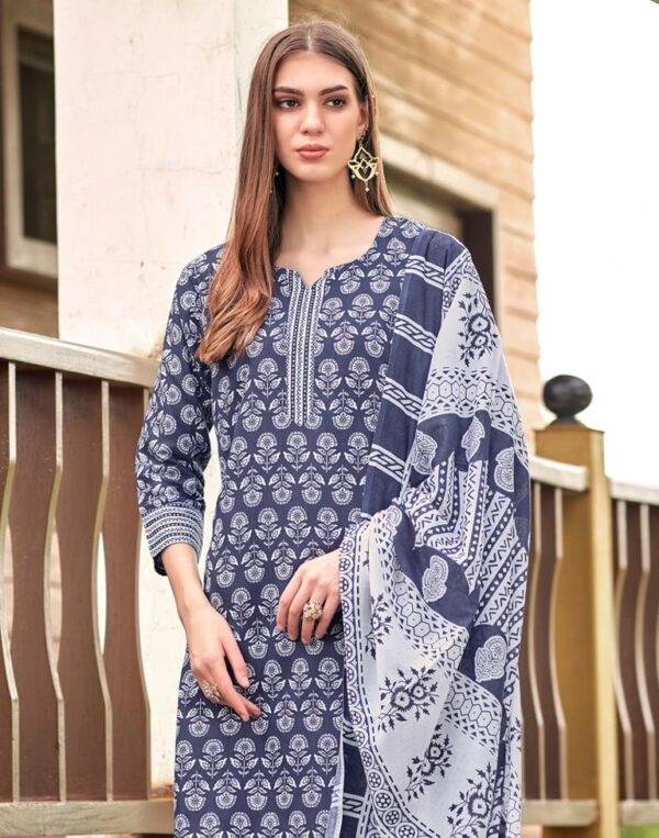Printed Cotton Unstitched Salwar Suit Material - Image 5