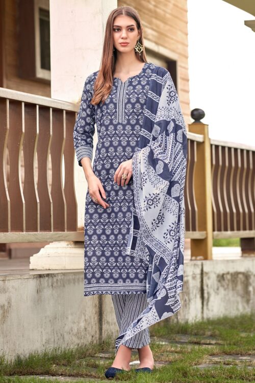 Printed Cotton Unstitched Salwar Suit Material