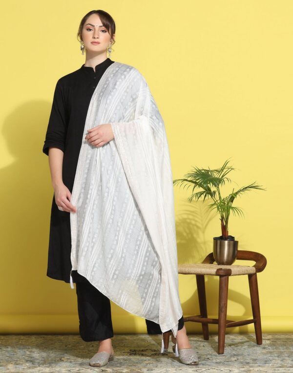 White Cotton Plain Dupatta