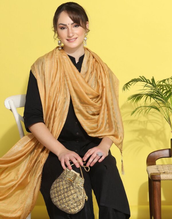 Cream Cotton Plain Dupatta - Image 6