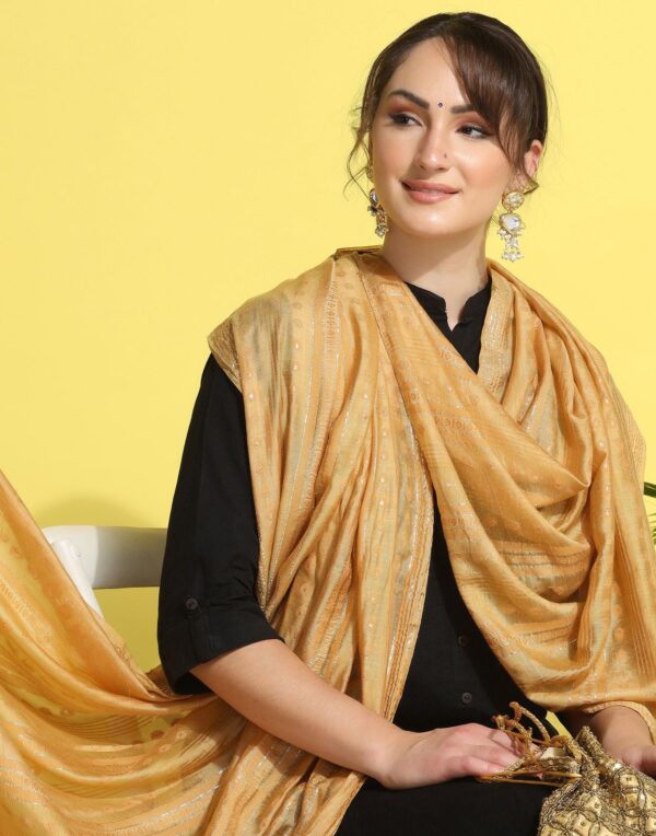 Cream Cotton Plain Dupatta - Image 5