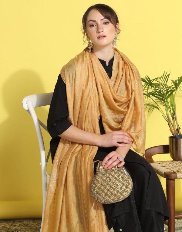 Cream Cotton Plain Dupatta - Image 4