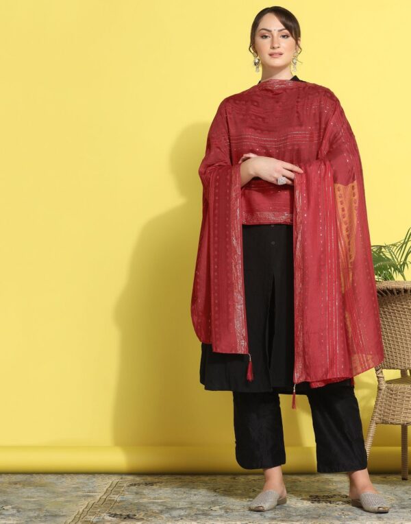 Maroon Cotton Plain Dupatta
