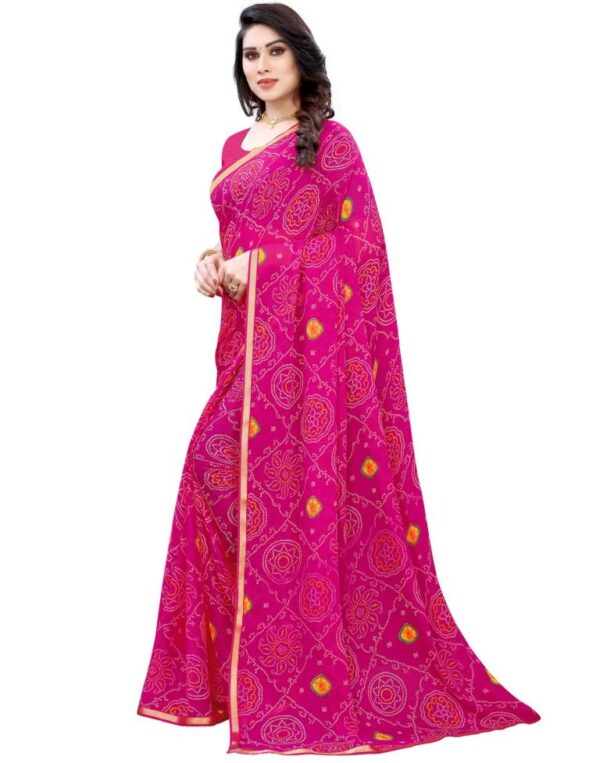 Pink Coloured Chiffon Bandhani Printed Casual saree