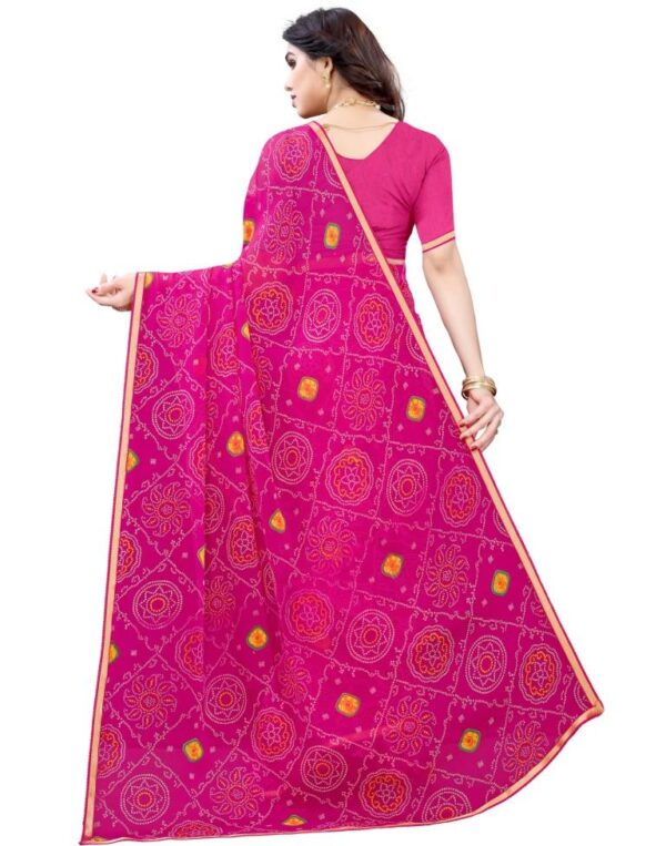 Pink Coloured Chiffon Bandhani Printed Casual saree - Image 2