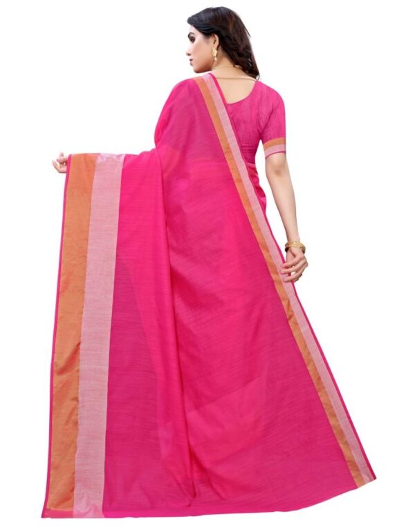 Pink Coloured Poly Cotton Self Woven Casual saree - Image 2