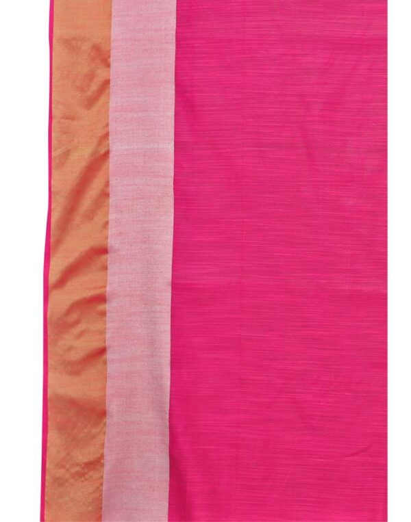 Pink Coloured Poly Cotton Self Woven Casual saree - Image 3