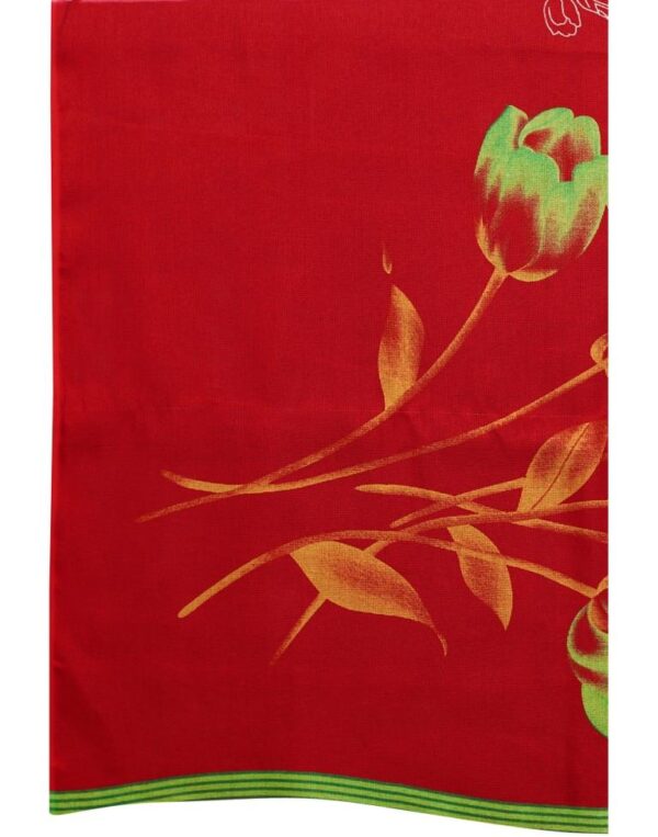 Red Coloured Poly Jute Floral Printed Casual saree - Image 3