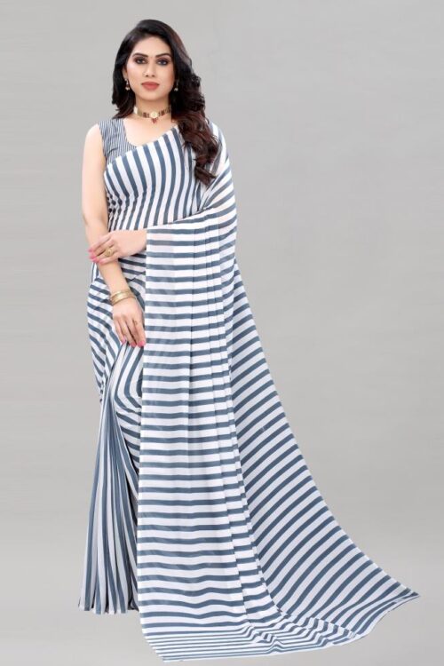 Grey Printed Saree