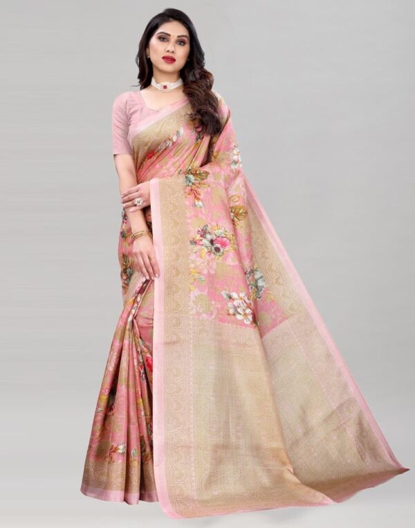Rose Pink Khadi Silk Saree