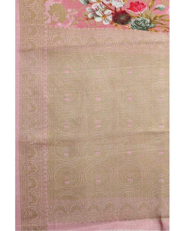 Rose Pink Khadi Silk Saree - Image 3