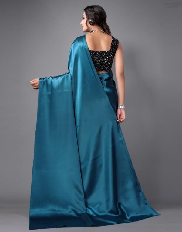 Teal Blue Silk Saree - Image 4