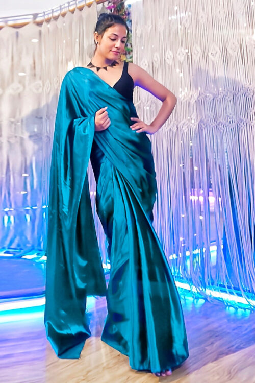 Teal Blue Silk Saree