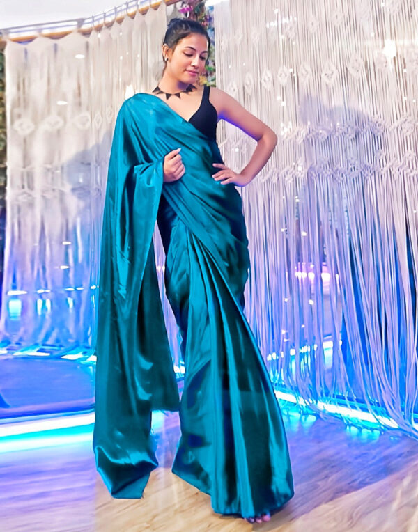 Teal Blue Silk Saree