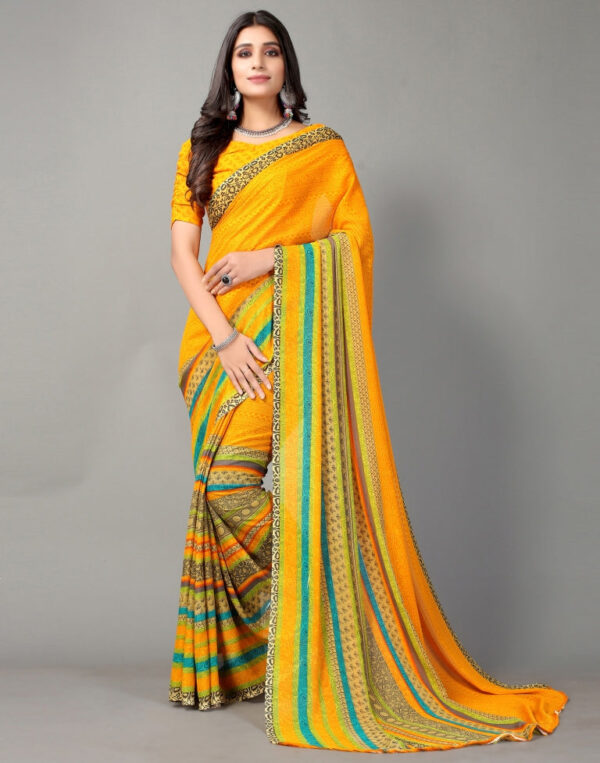 Turmeric Yellow Printed Saree