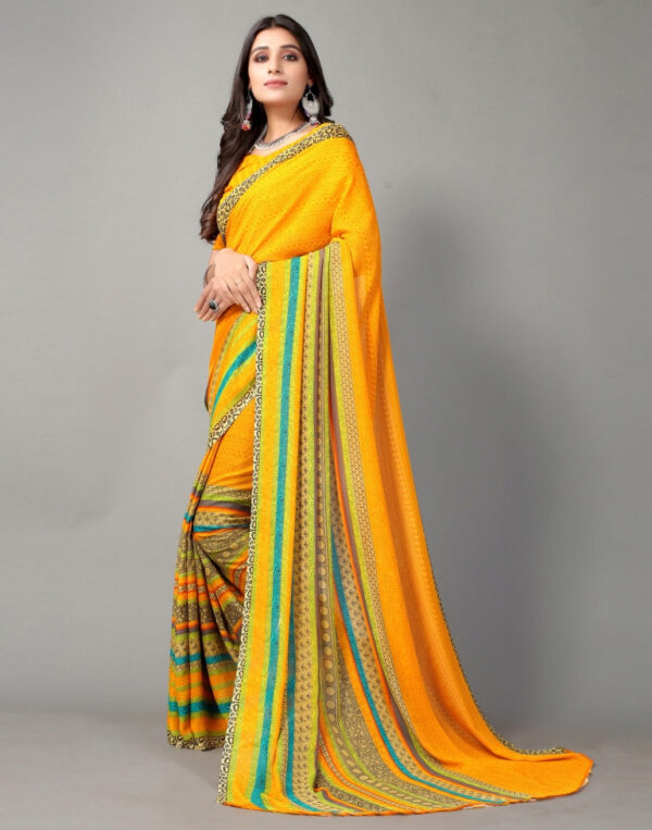 Turmeric Yellow Printed Saree - Image 5