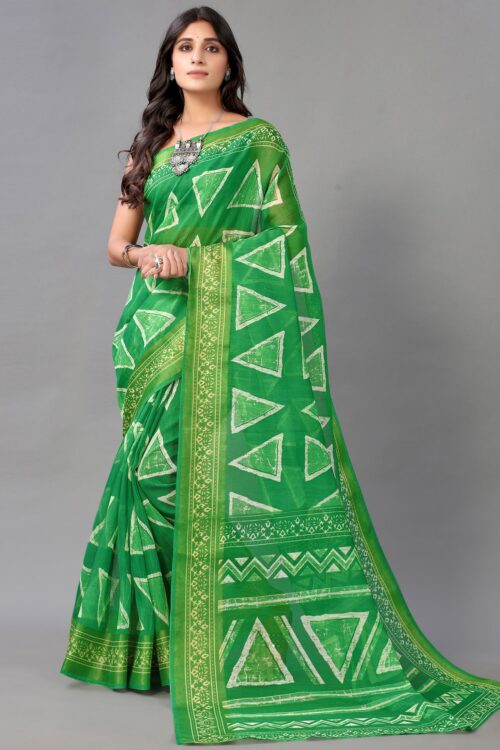 Green Cotton Saree
