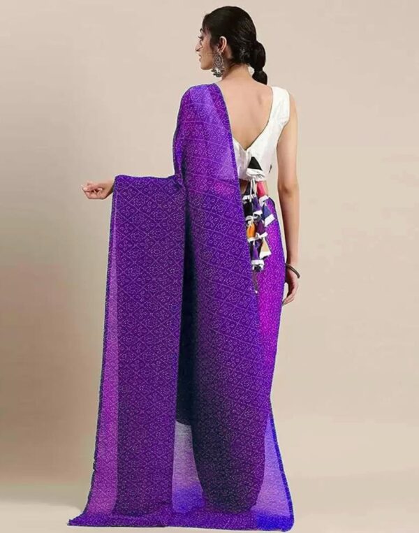 Purple Bandhani Pleated Saree - Image 7