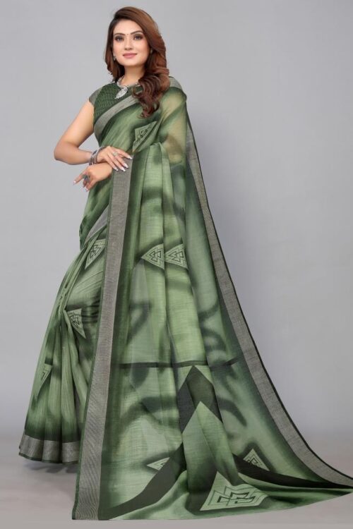 Green Cotton Saree