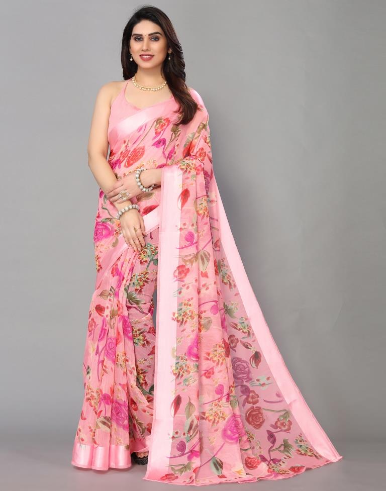 Pink Cotton Saree