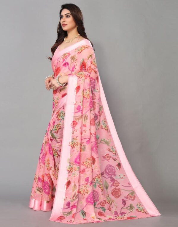 Pink Cotton Saree - Image 5