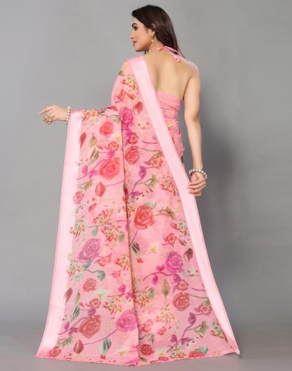 Pink Cotton Saree - Image 4