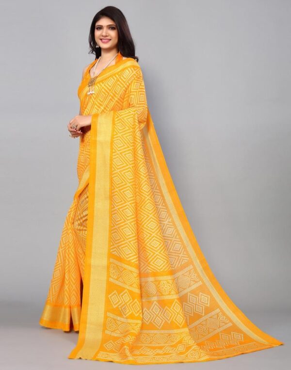 Turmeric Yellow Cotton Saree - Image 2
