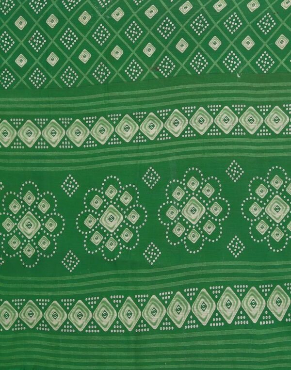 Green Cotton Saree - Image 3