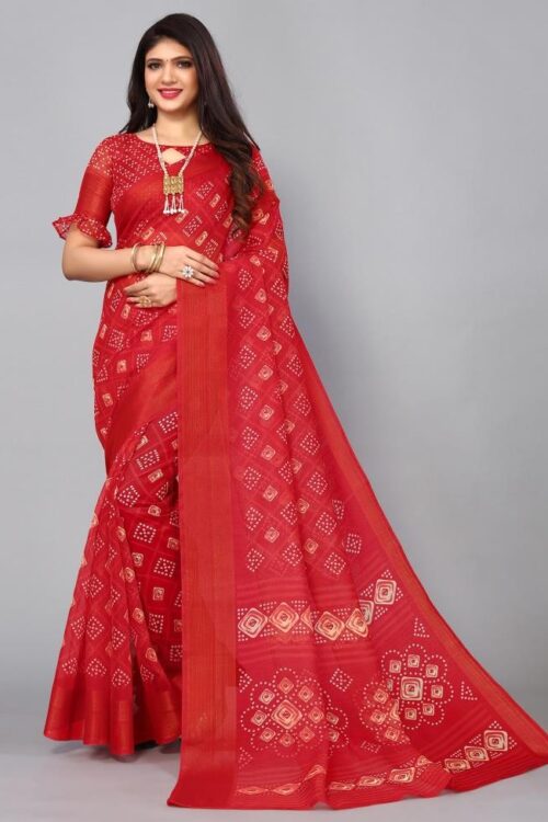 Red Cotton Saree