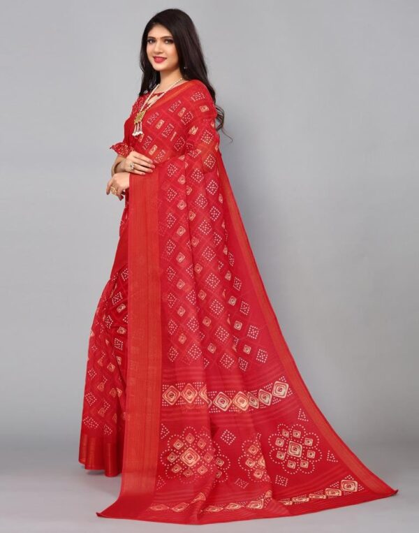 Red Cotton Saree - Image 2
