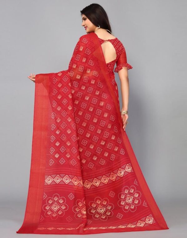 Red Cotton Saree - Image 5