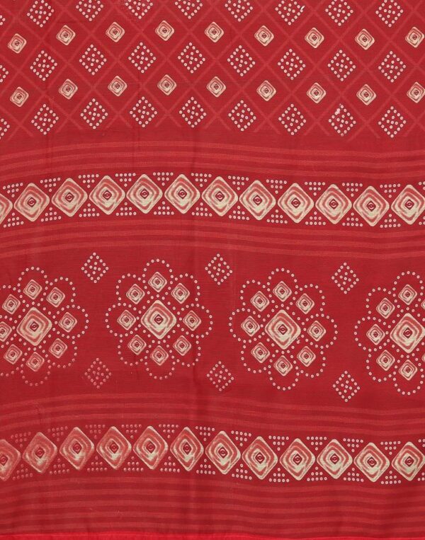 Red Cotton Saree - Image 4