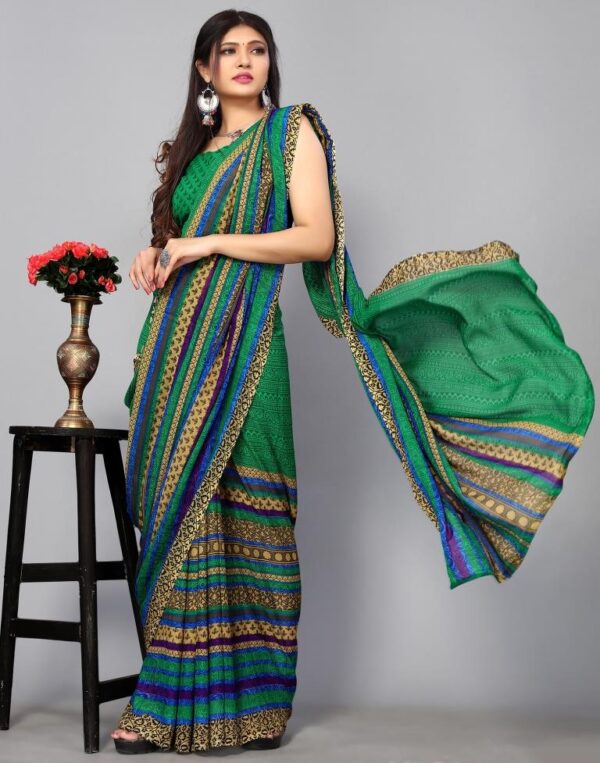 Green Georgette Saree - Image 5