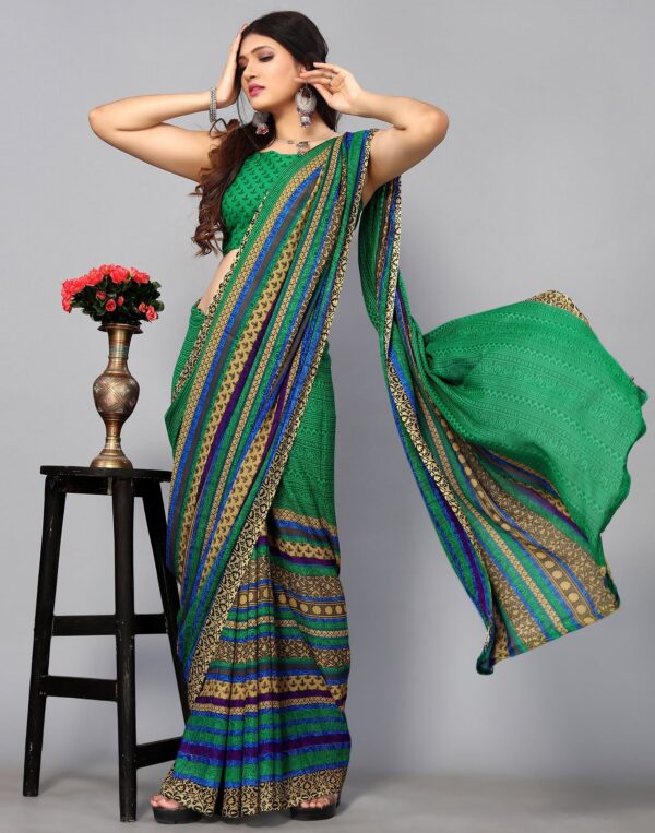 Green Georgette Saree - Image 3